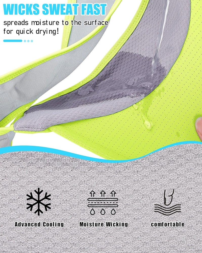 YANIKY Sports Sun Visor Hats for Women Men Lightweight Breathable Cooling Stretchy Visors Foldable UPF 50+ for Running Tennis Golf - Image 3